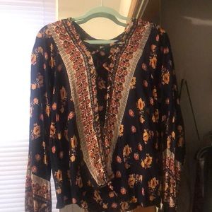 Blue rain floral top